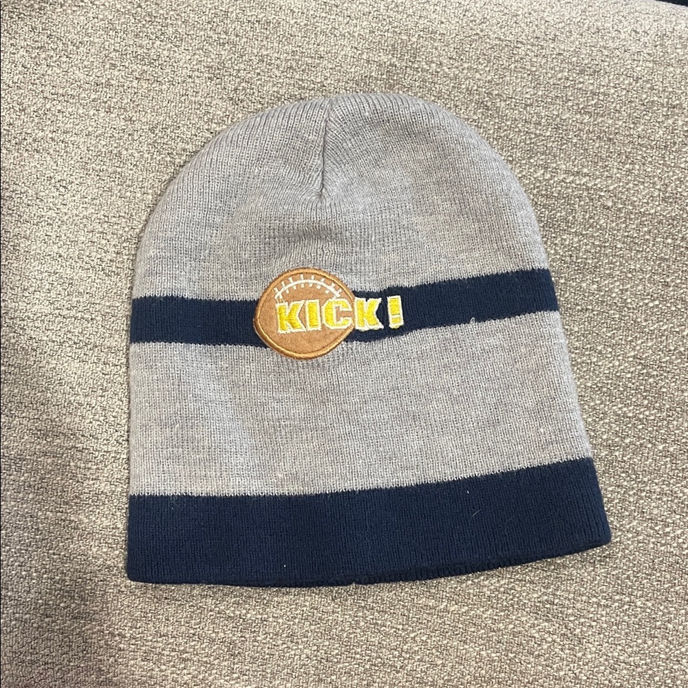 Gray and Black Kids Beanie with Football Patch